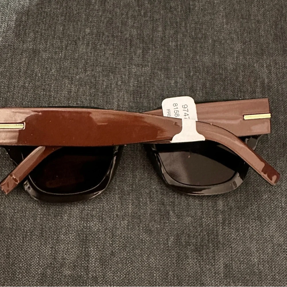 NWT FREE PEOPLE Jackson Two Tone Square Brown Sunglasses sold out online! - Picture 8 of 10